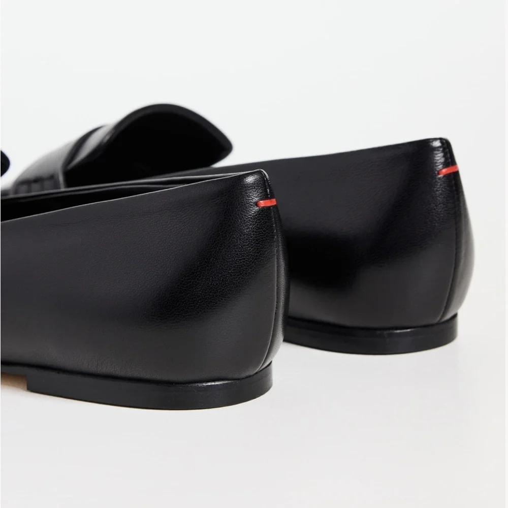 NIB Aeyde Tom Square Toe Calf Leather Black Penny Loafer - Picture 6 of 14